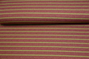 Restmenge 30 cm French Terry mit Streifen, weinrot, ocker